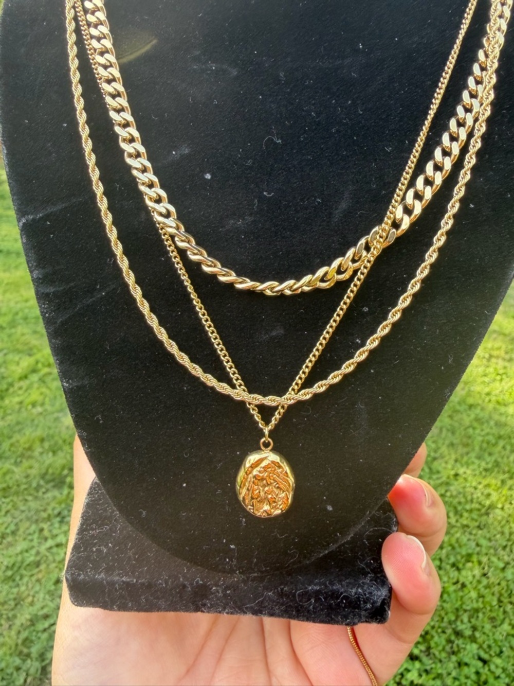 Victoria Emerson Layered Gold Tone Multi-Chain Necklace with Locket Pendant - Picture 3 of 3